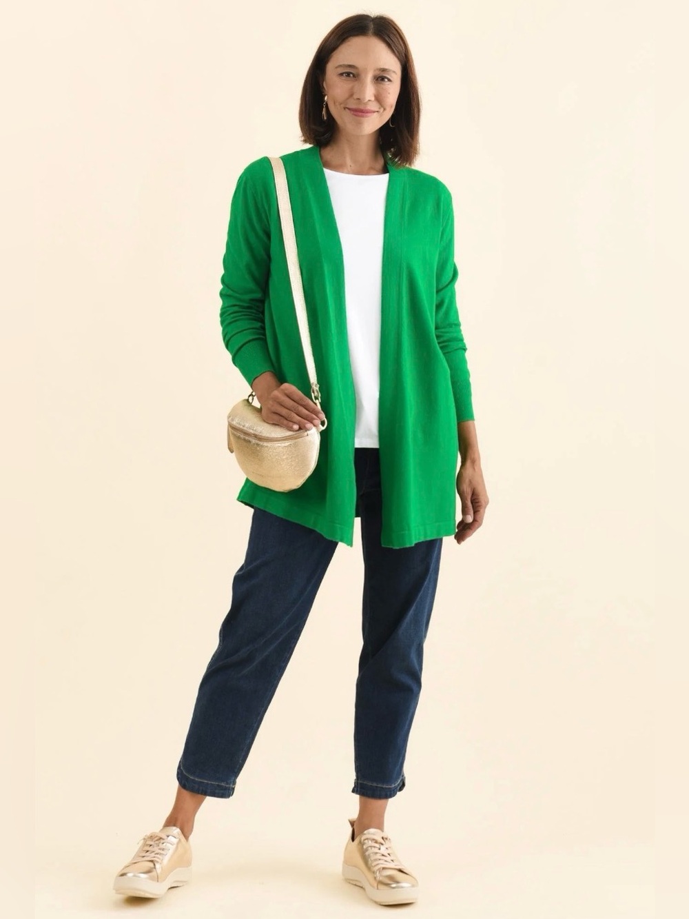 Rivir Green Open Front Cardigan